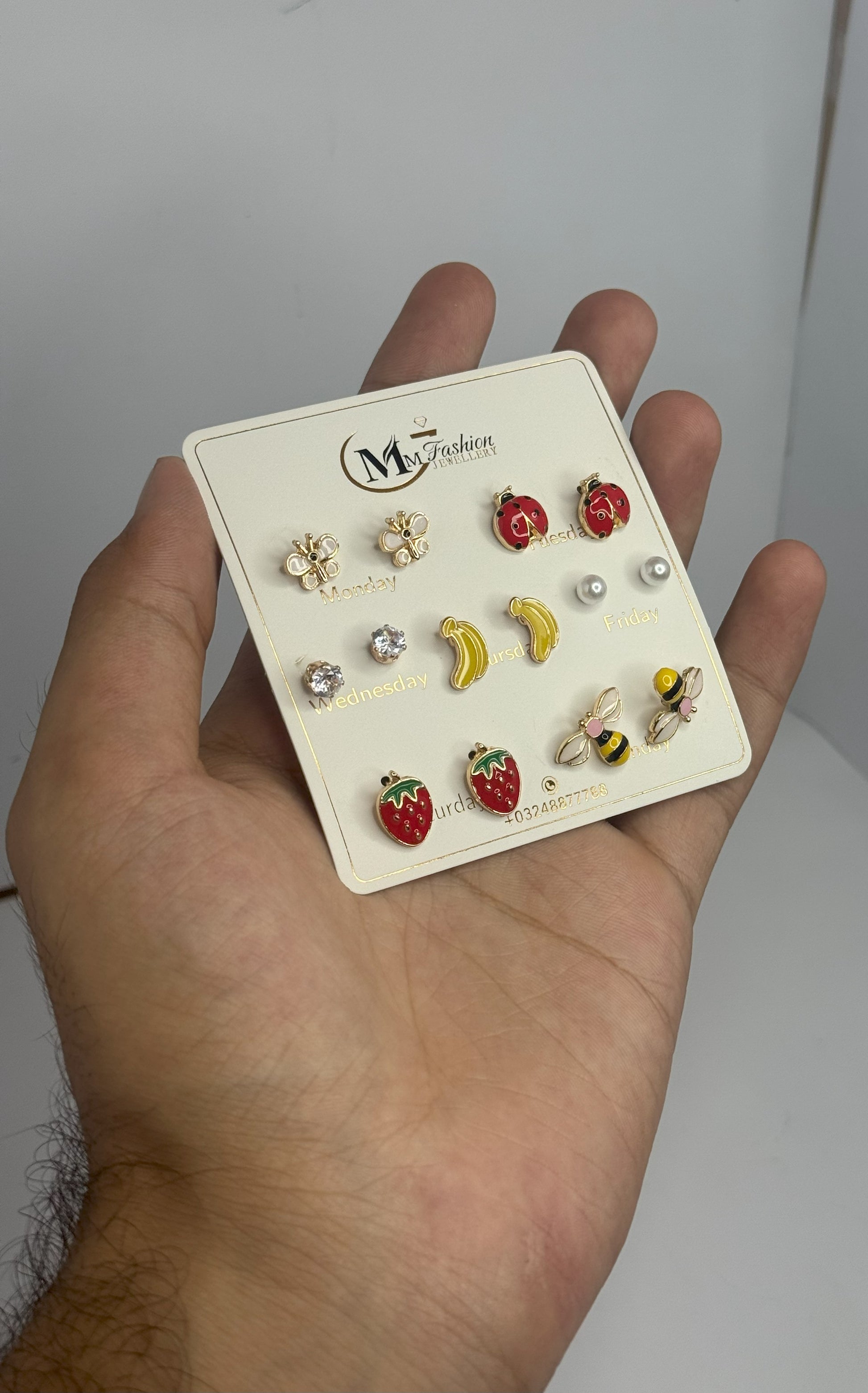 Cute 7-Day Stud Earring Set – Fun & Colorful Designs - Glimzie
