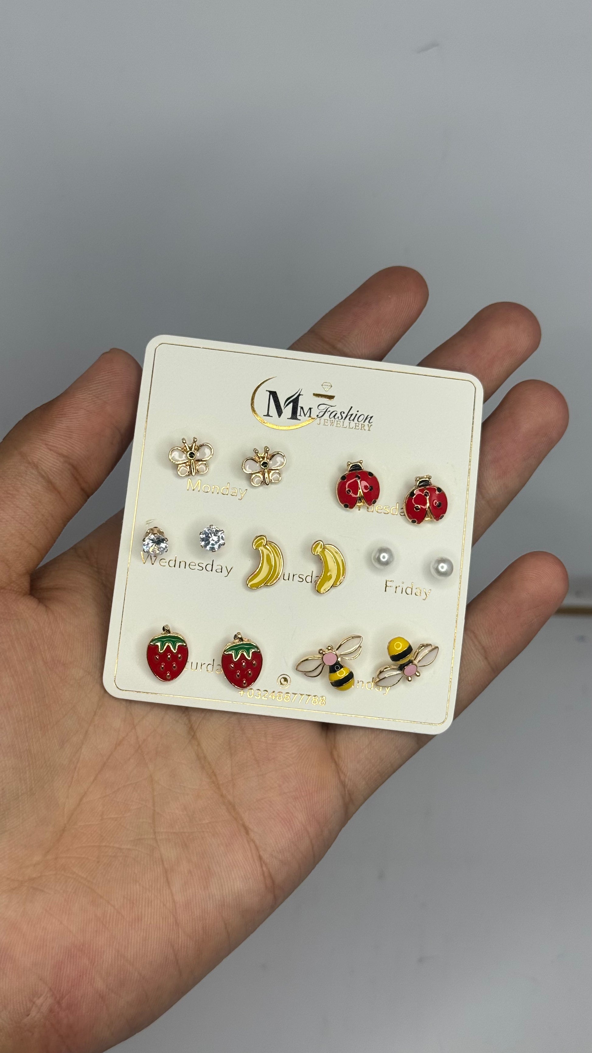 Cute 7-Day Stud Earring Set – Fun & Colorful Designs - Glimzie