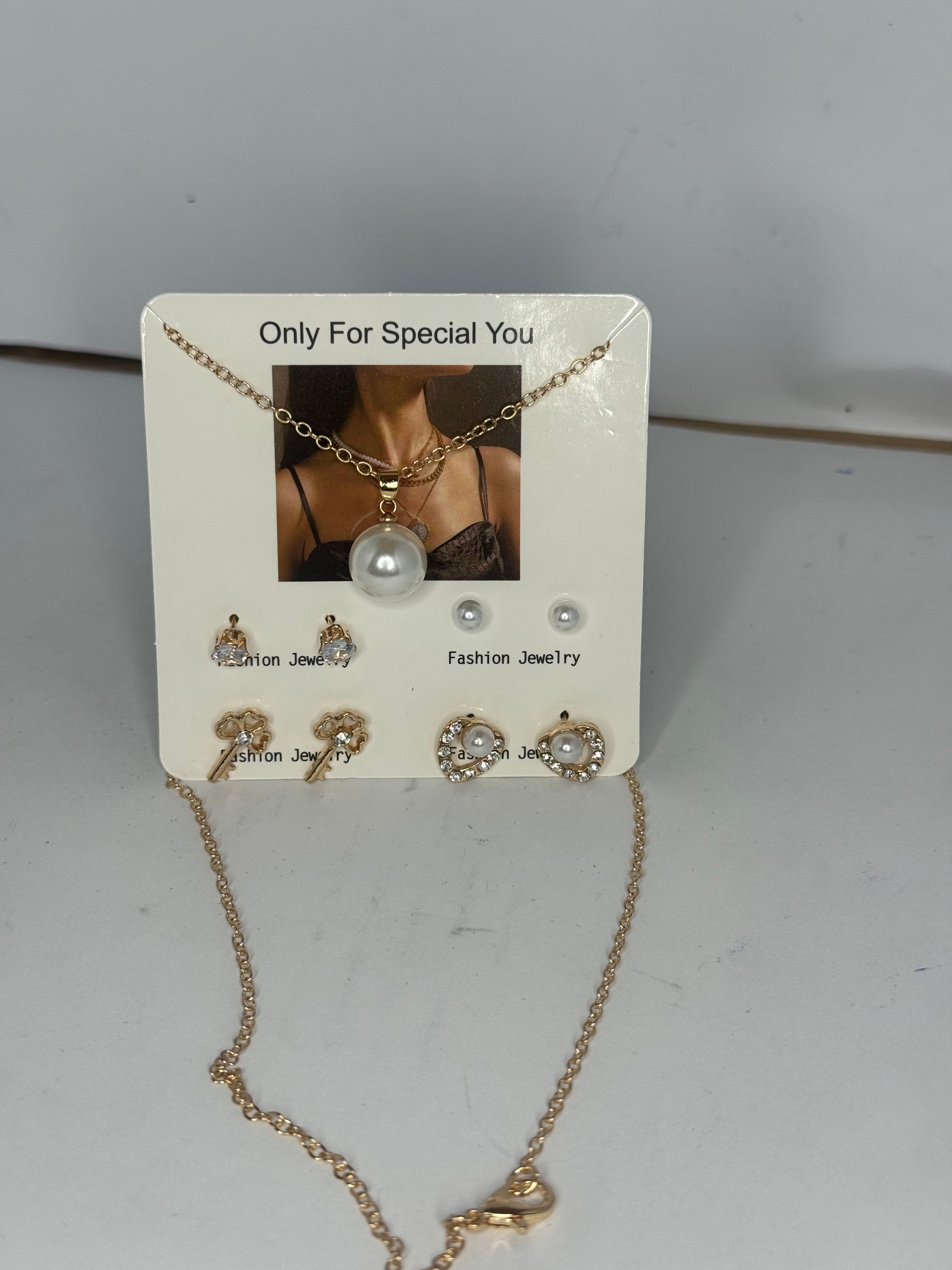 Pearl Pendant Necklace & 6-Pair Stud Earring Set – Elegant Gift Combo - Glimzie