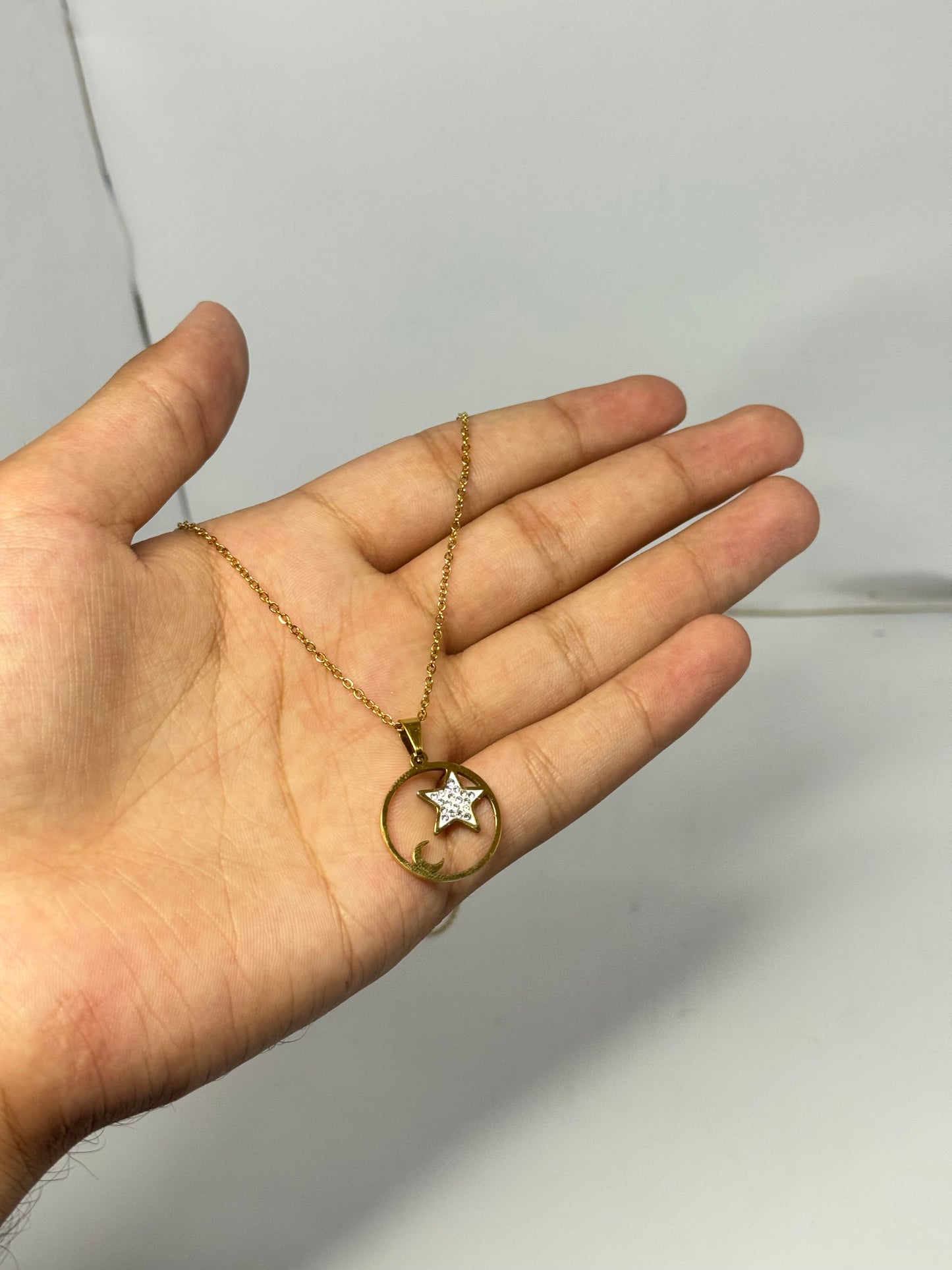 Celestial Star &amp; Moon Pendant Necklace – Gold Plated - Glimzie