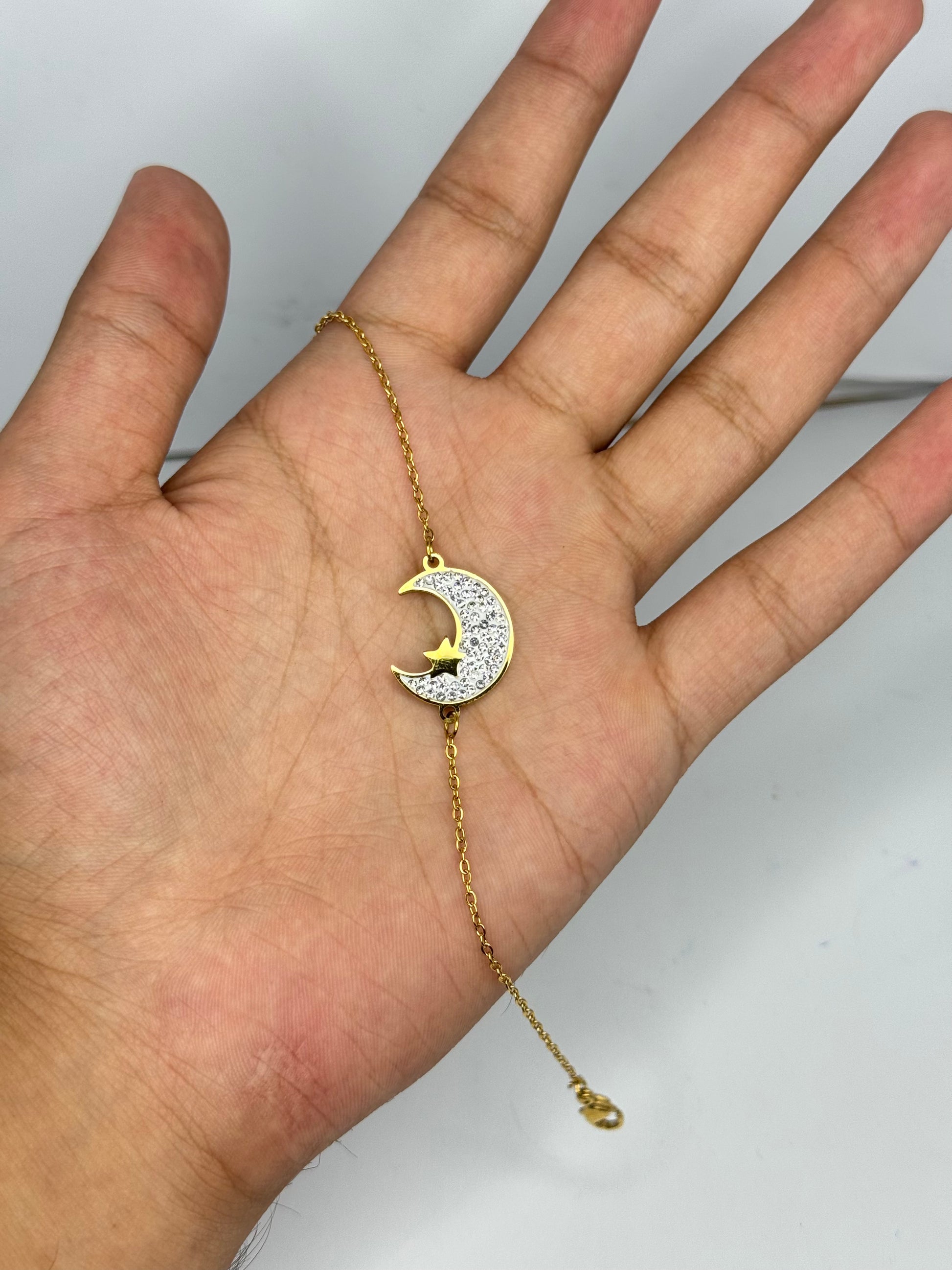 Celestial Moon &amp; Bird Bracelet – Gold &amp; Crystal - Glimzie