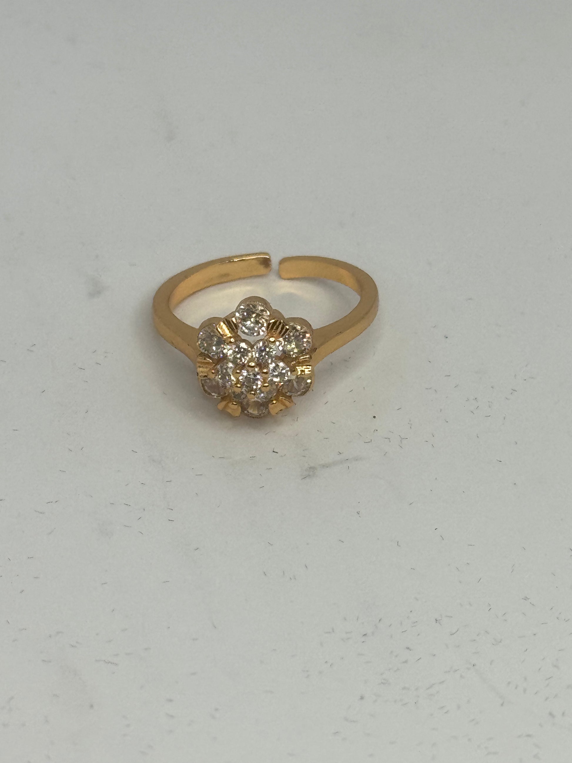 Floral Sparkle Adjustable Ring – Gold-Plated Elegance - Glimzie