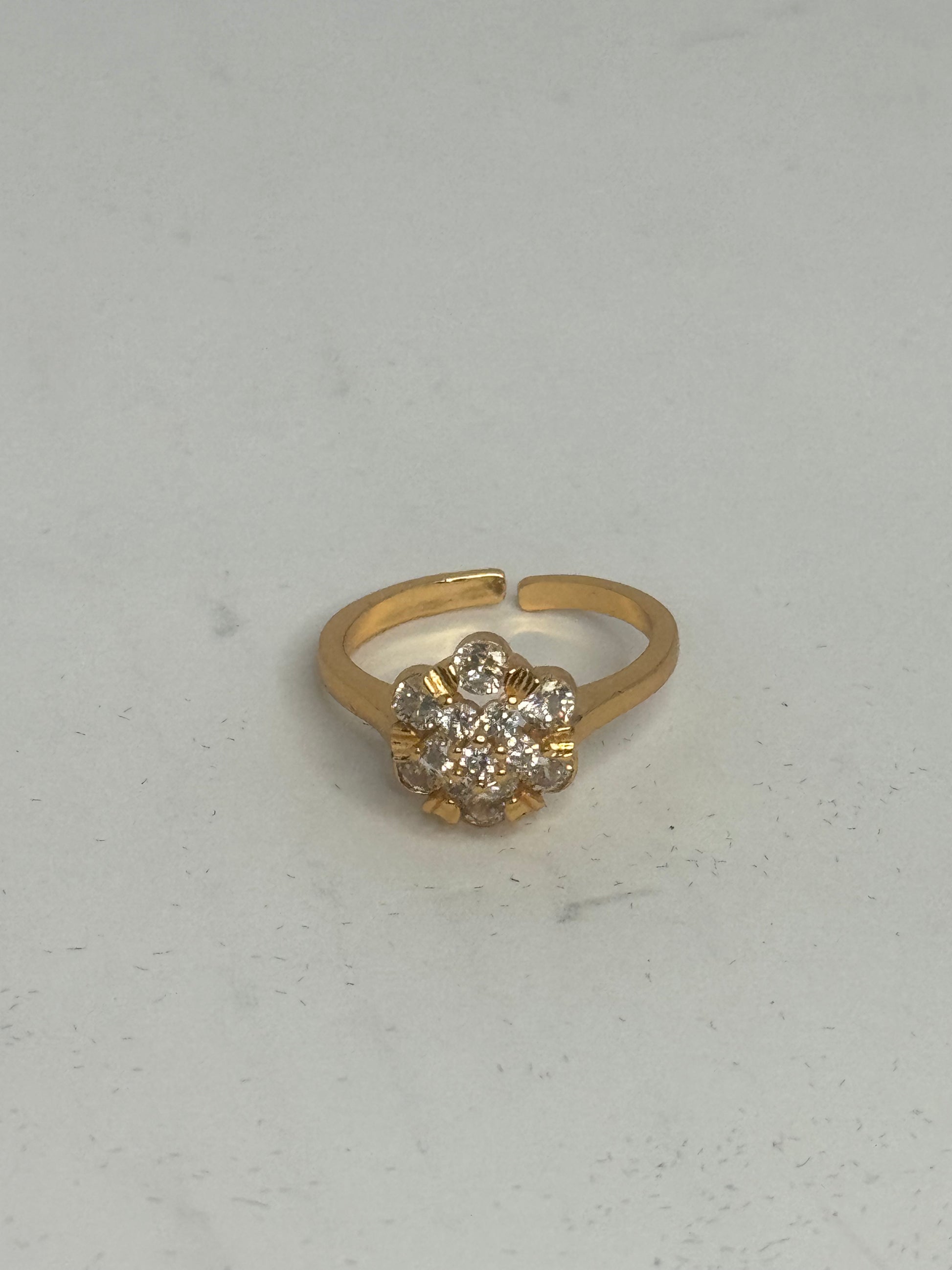 Floral Sparkle Adjustable Ring – Gold-Plated Elegance - Glimzie