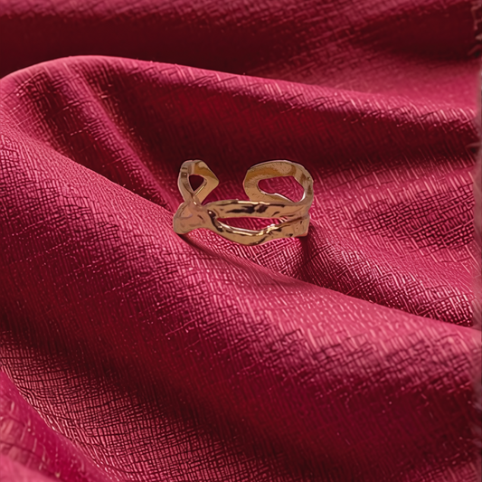 Elegant Gold-Plated Adjustable Open Ring – Minimalist Textured Design - Glimzie