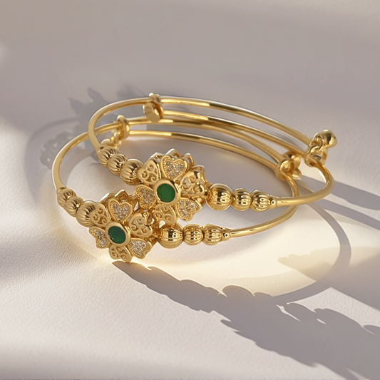 Regal Floral Gold Bangles – Traditional Elegance with a Modern Touch - Glimzie
