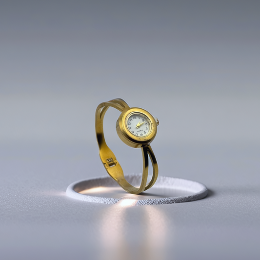 Elegant Gold-Tone Quartz Bangle Watch for Women – Bracelet Style - Glimzie