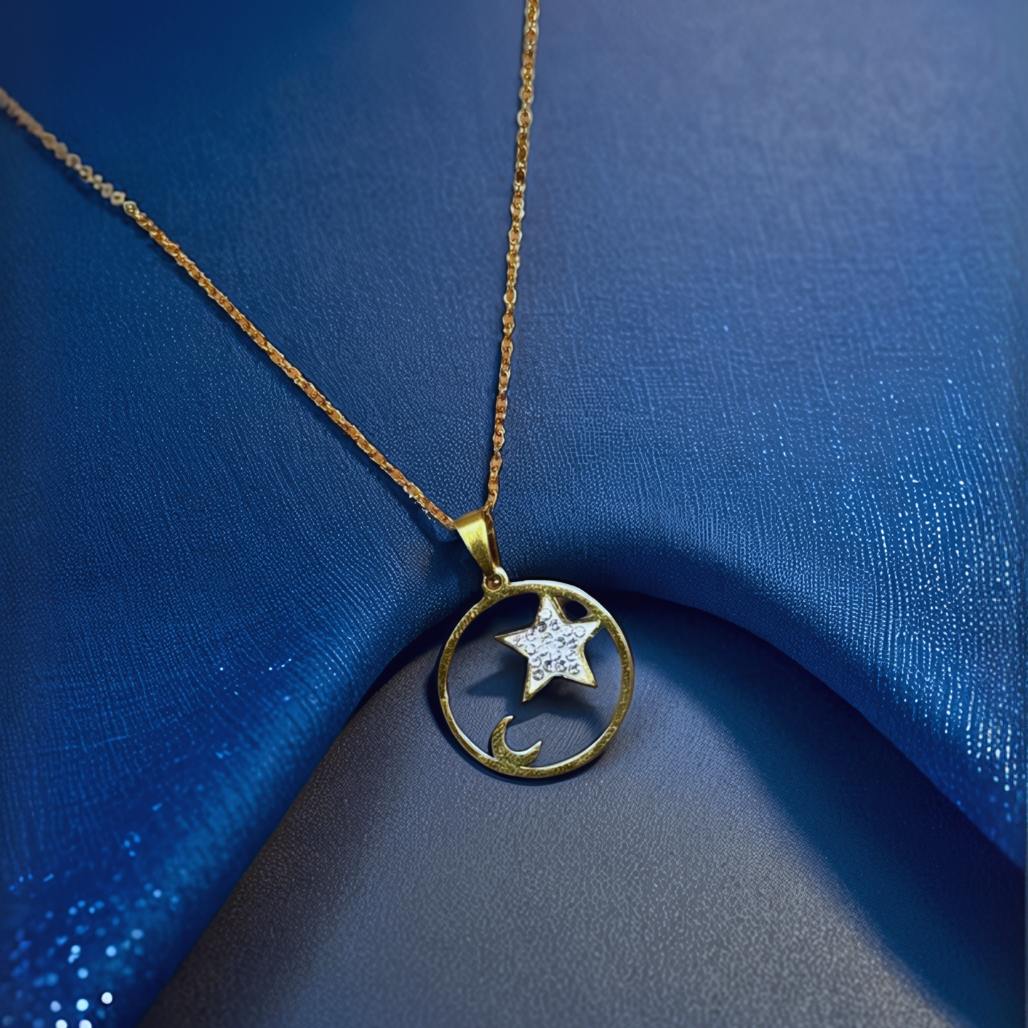 Celestial Star &amp; Moon Pendant Necklace – Gold Plated - Glimzie