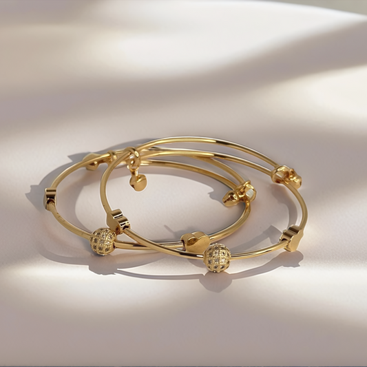 Minimalist Gold Charm Bangles – Sleek &amp; Sparklin - Glimzie