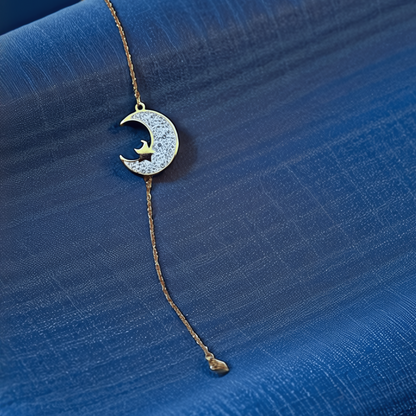 Celestial Moon &amp; Bird Bracelet – Gold &amp; Crystal - Glimzie